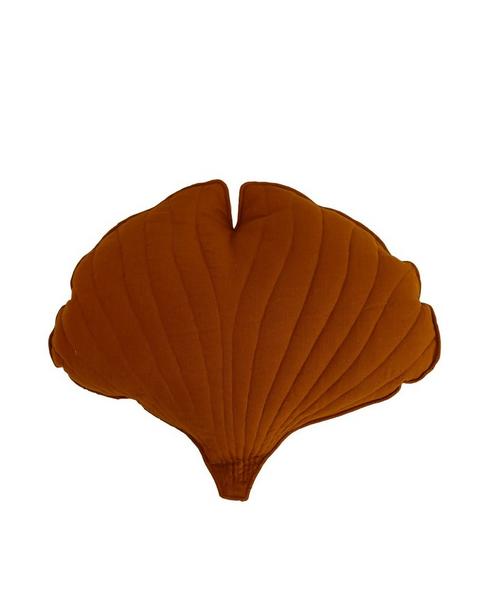 Linen “Caramel” Ginkgo Leaf Pillow