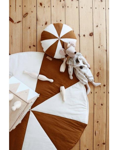 “Caramel Circus” Round Patchwork Pillow