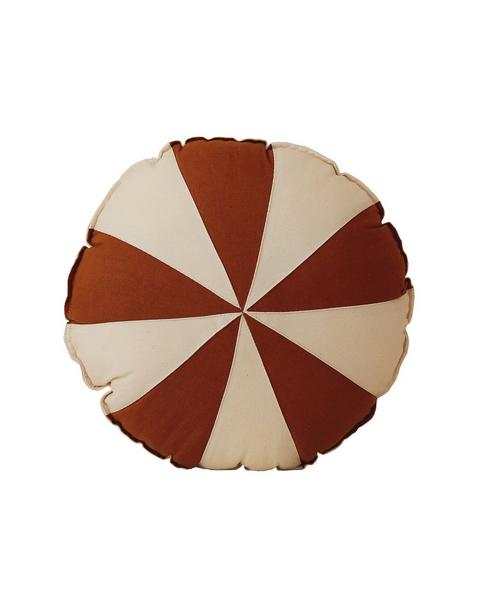 “Caramel Circus” Round Patchwork Pillow