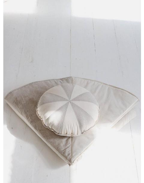 “Cream Circus” Round Patchwork Pillow