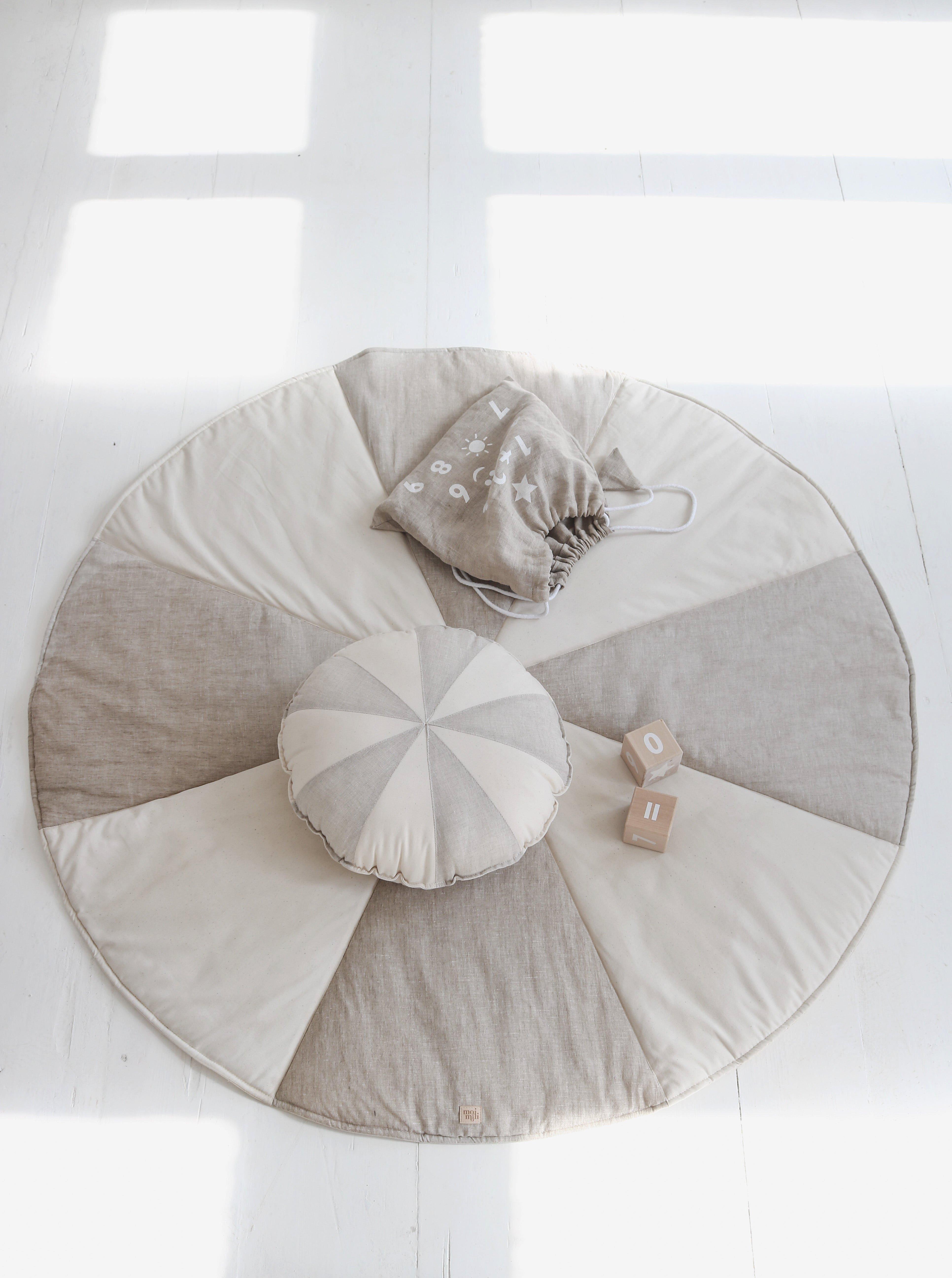 “Cream Circus” Round Patchwork Pillow image number 3
