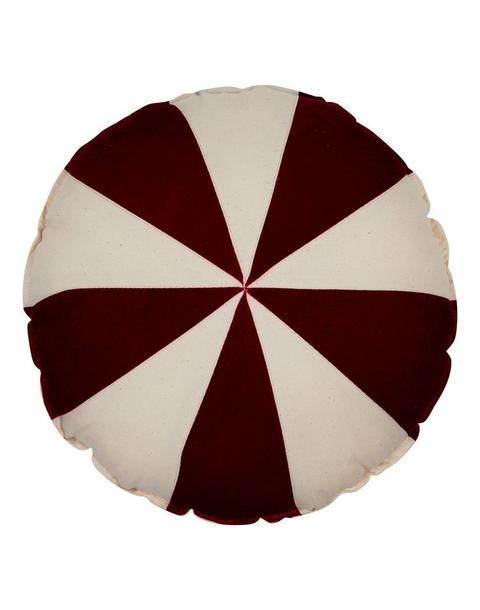 “Red Circus” Round Patchwork Pillow