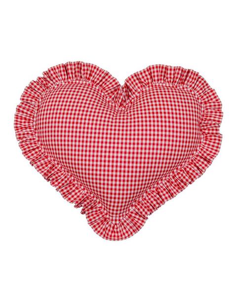 "Red Checkered" Heart Pillow with Frill