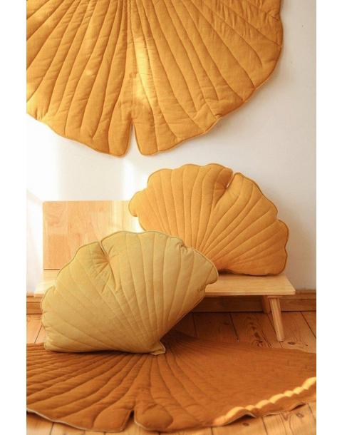 Velvet “Honey” Ginkgo Leaf Pillow