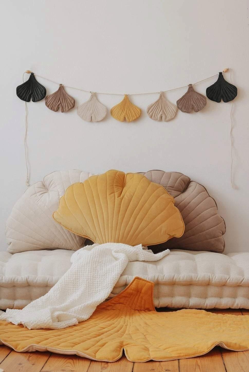 Velvet “Honey” Ginkgo Leaf Pillow image number 2