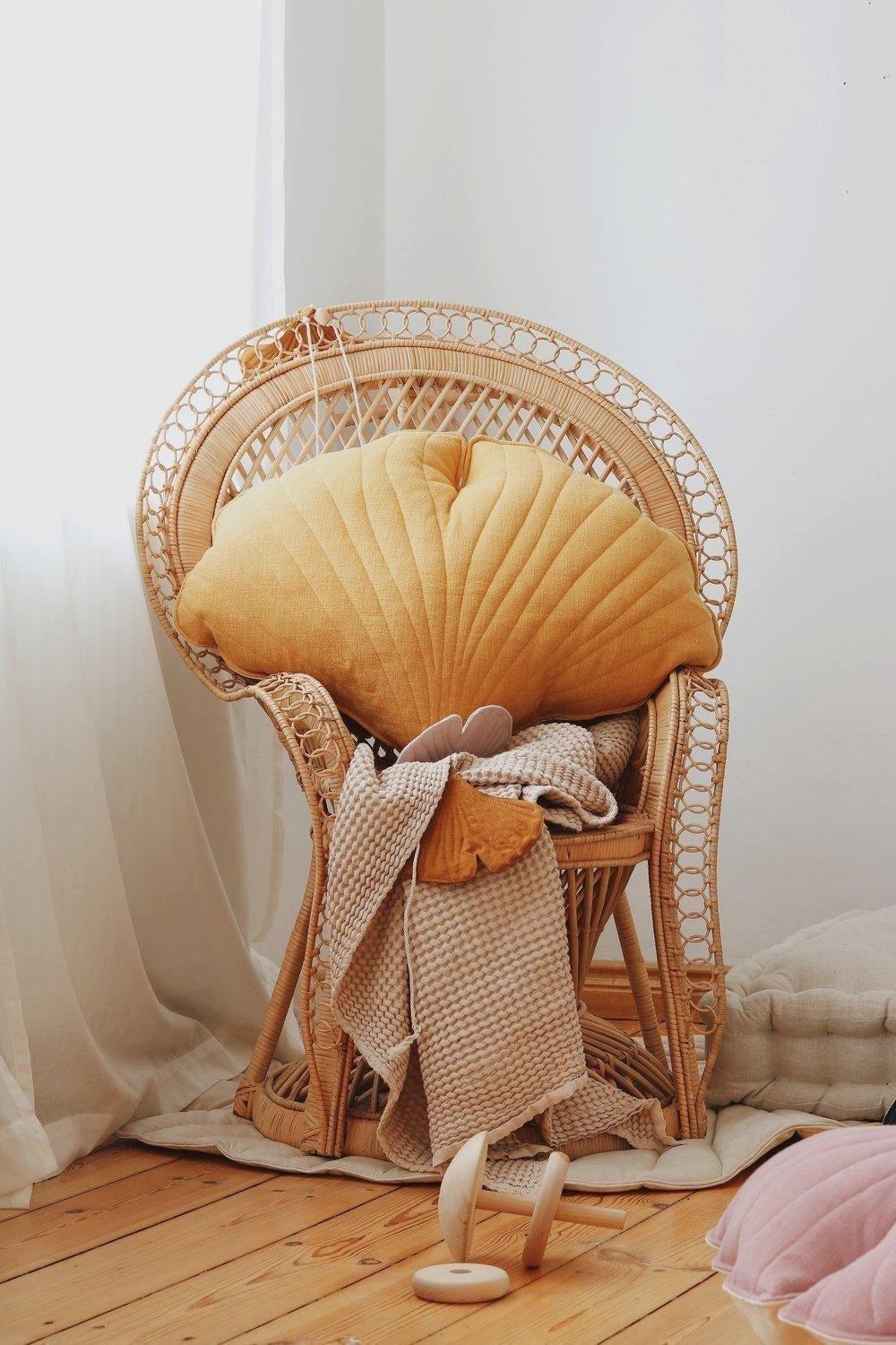 Velvet “Honey” Ginkgo Leaf Pillow image number 4