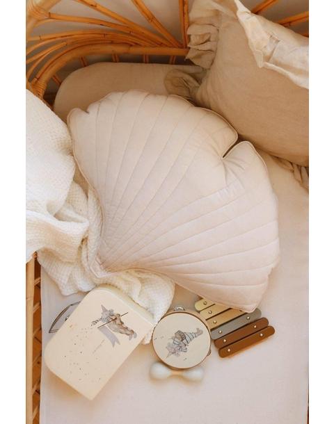 Velvet “Cream” Ginkgo Leaf Pillow