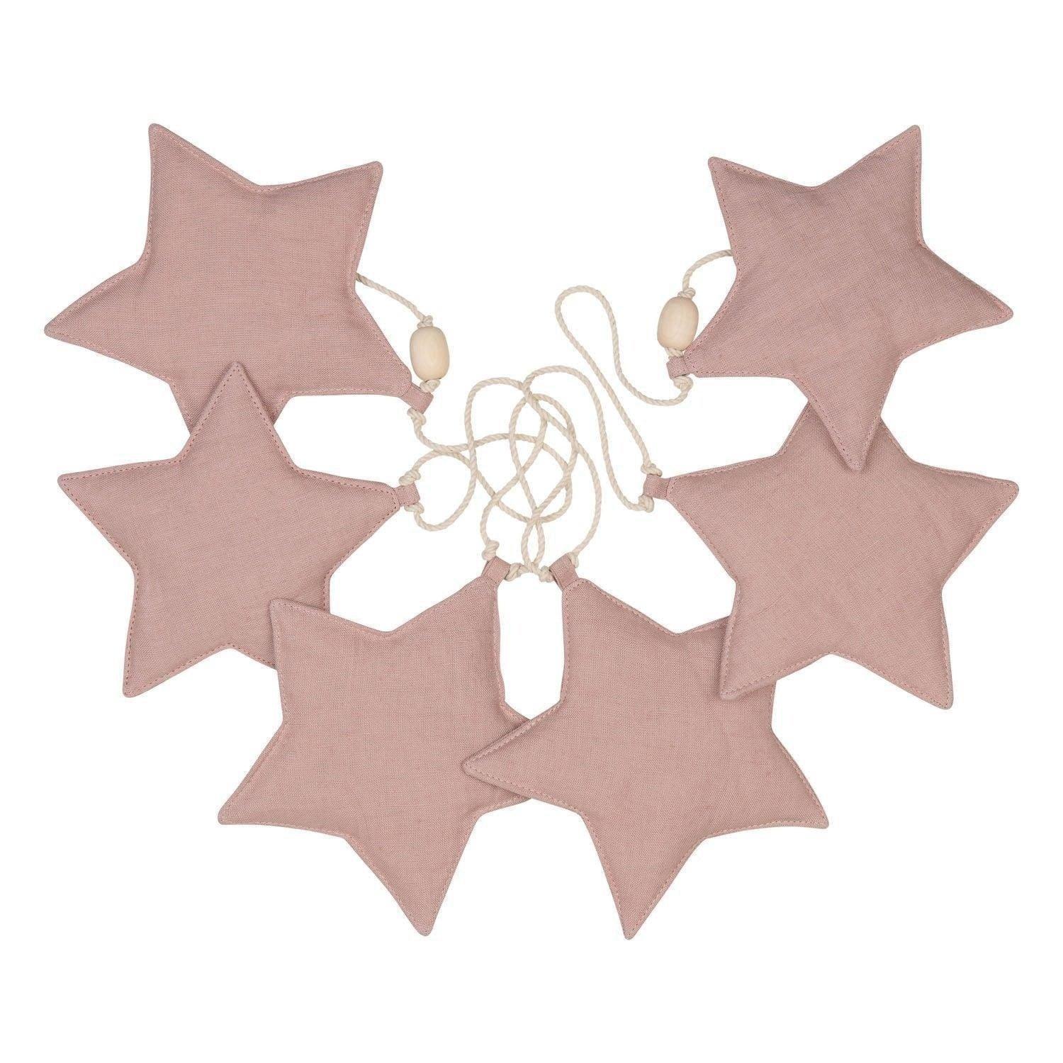 Linen “Pink Powder” Garland with Stars image number 1