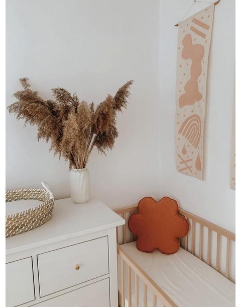 Linen "Papaya" Flower Pillow