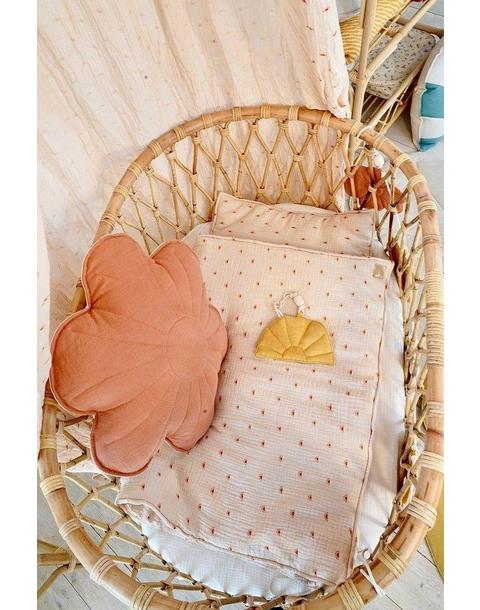 Linen "Papaya" Flower Pillow