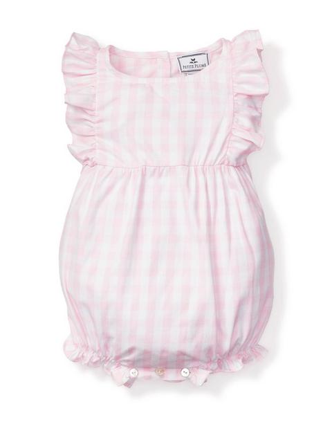 Pink Gingham Ruffled Romper