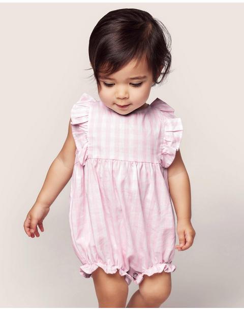 Pink Gingham Ruffled Romper