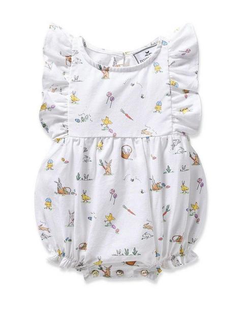 Infant's Twill Ruffled Romper in Easter Frolic