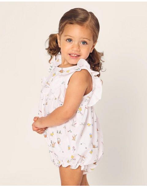 Infant's Twill Ruffled Romper in Easter Frolic
