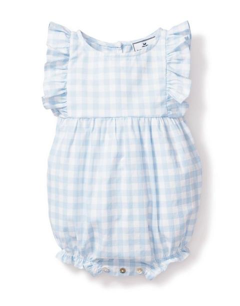 Light Blue Gingham Ruffled Romper