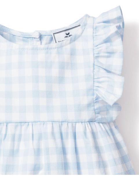 Light Blue Gingham Ruffled Romper