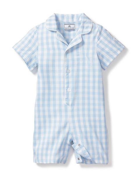 Light Blue Gingham Summer Romper