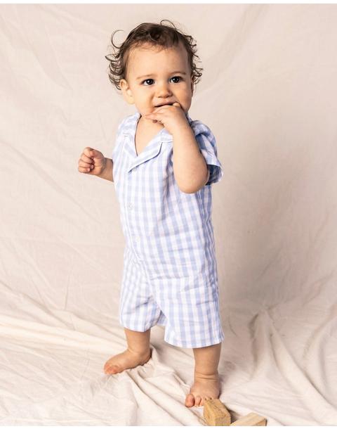 Light Blue Gingham Summer Romper
