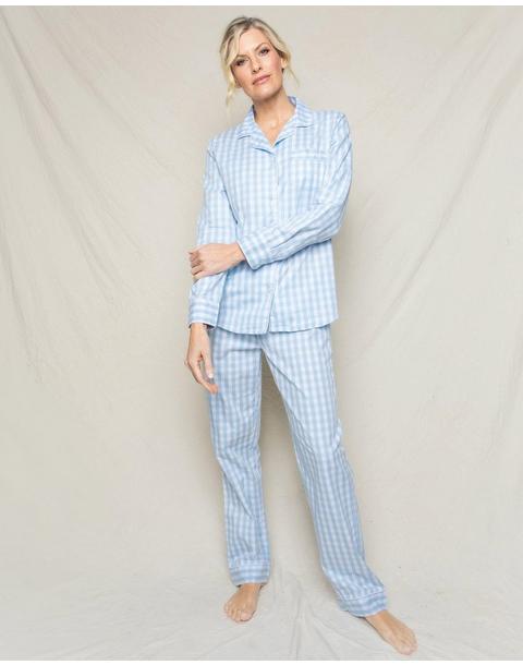 Women's Light Blue Gingham Pajama Set
