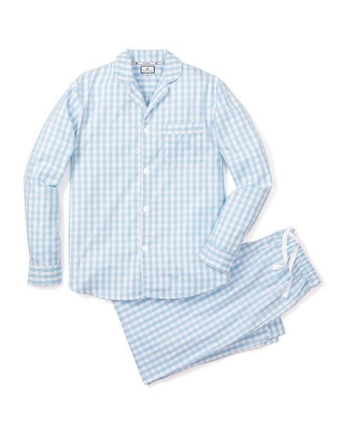 Men's Light Blue Gingham Pajama Set