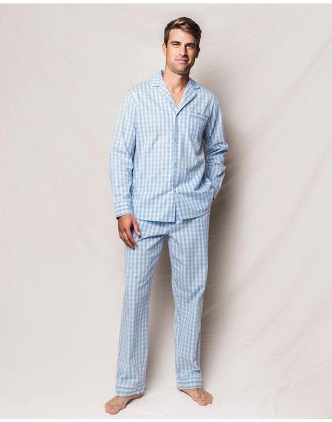 Men's Light Blue Gingham Pajama Set