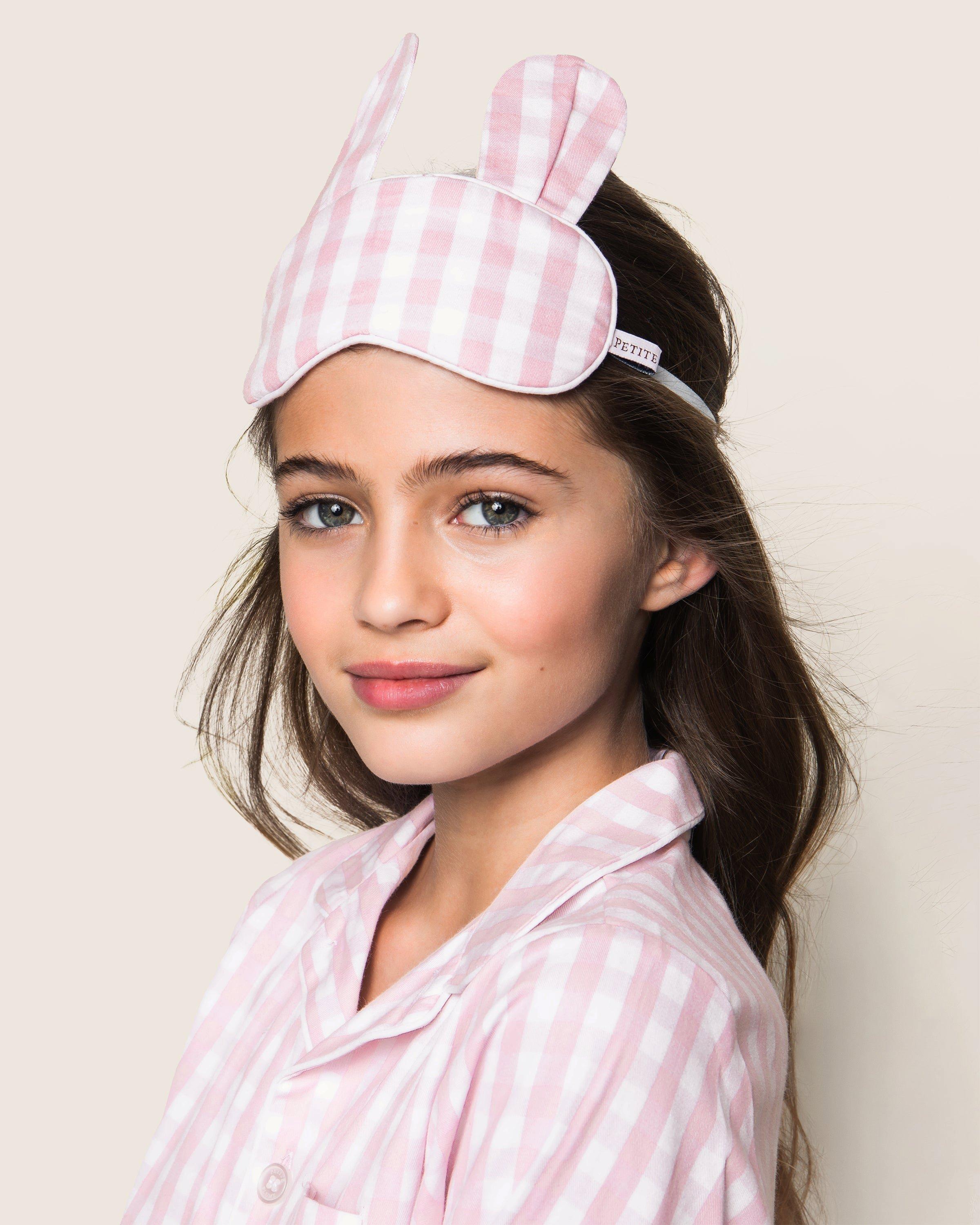 Pink Gingham Bunny Eye Mask image number 1