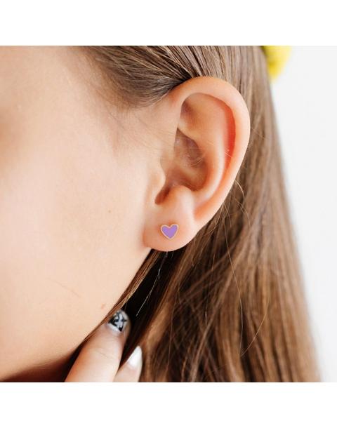 Enamel Heart Stud Earrings