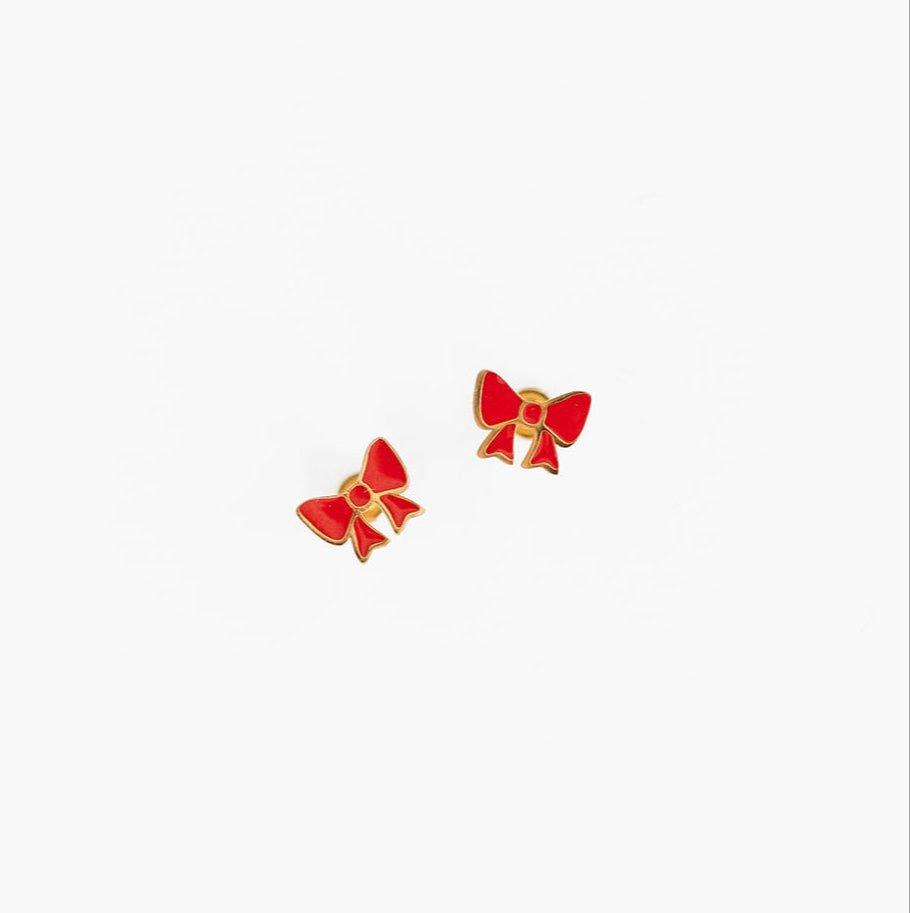 Red Bow Stud Earrings image number 3