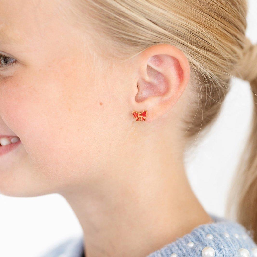 Red Bow Stud Earrings image number 1