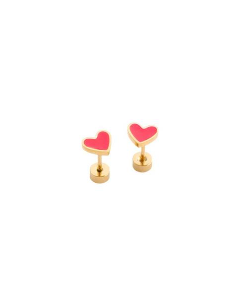 Enamel Heart Stud Earrings