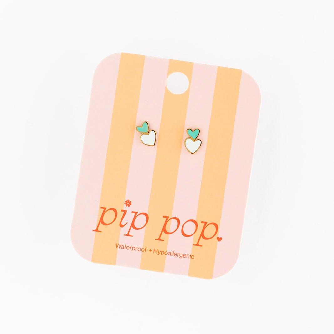 Heart Stack Stud Earrings image number 2