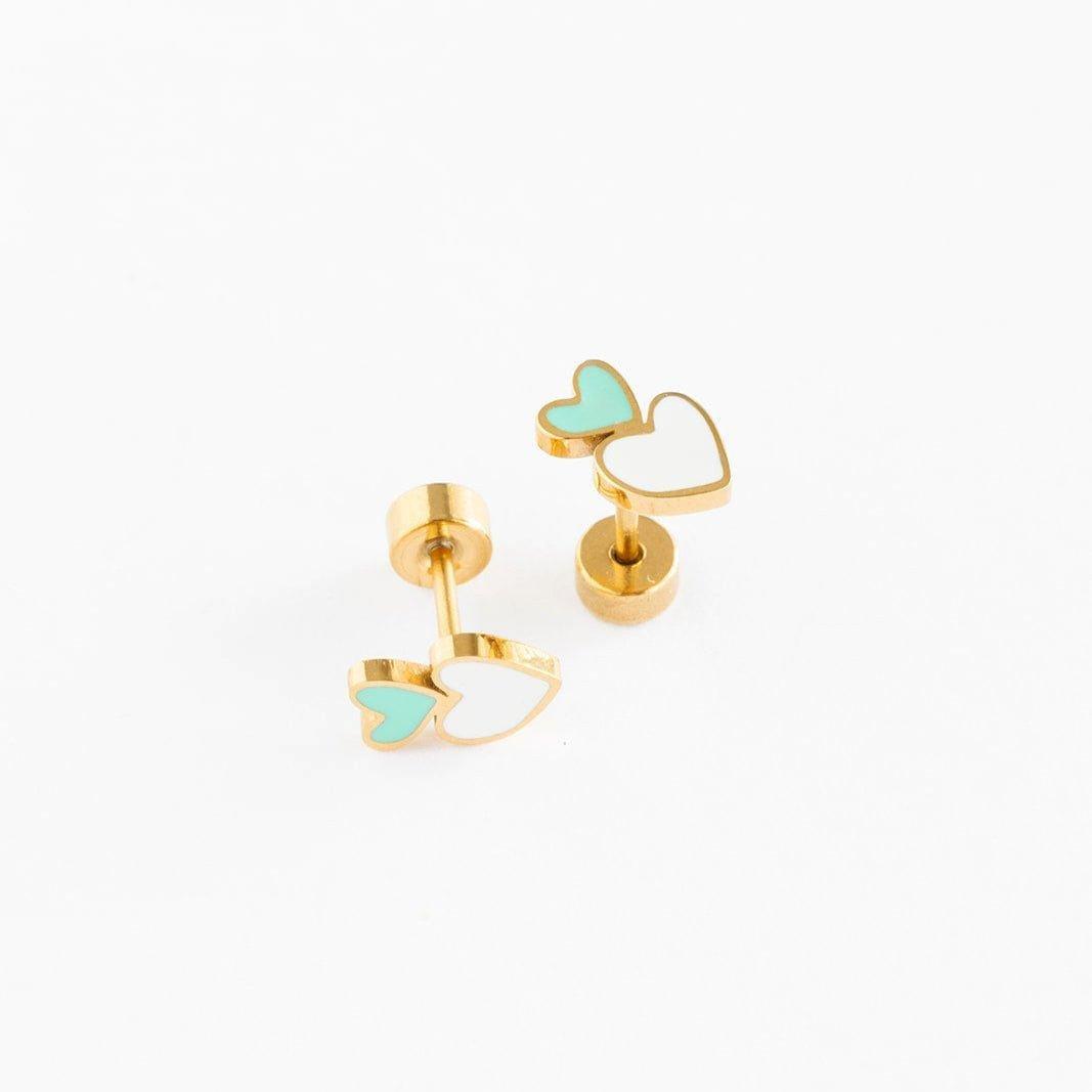 Heart Stack Stud Earrings image number 3
