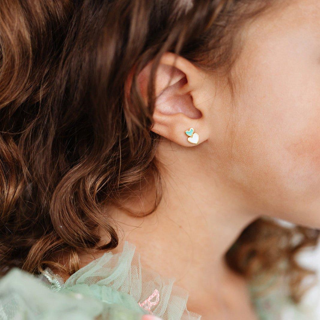Heart Stack Stud Earrings image number 1