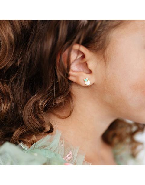 Heart Stack Stud Earrings