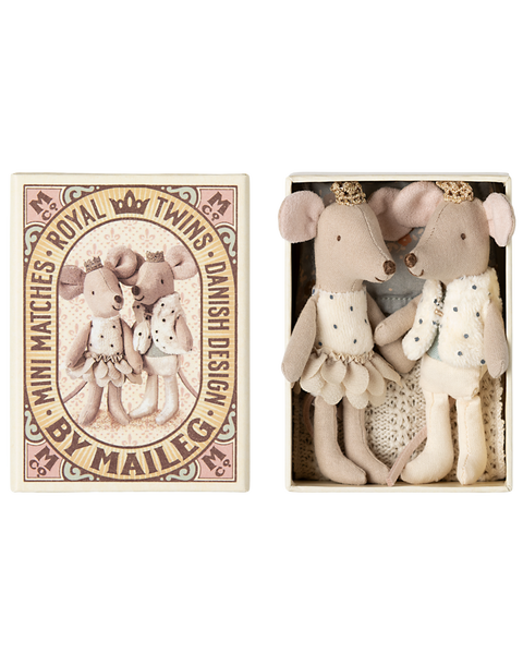 Royal twin mice, Little sister and brother in matchbox