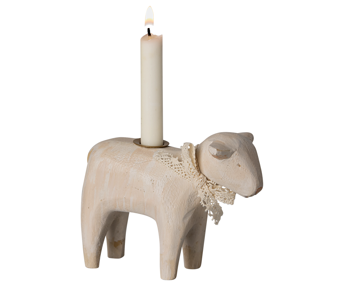 Candle holder, Lamb - Off white image number 1