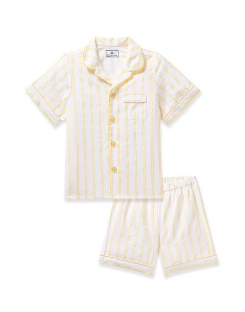 Kid's Twill Short Sleeve Short Set in Sunny Stripe