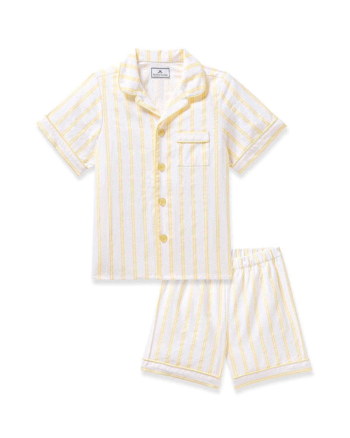 Kid's Twill Short Sleeve Short Set in Sunny Stripe image number 3