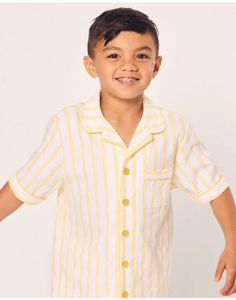 Kid's Twill Short Sleeve Short Set in Sunny Stripe