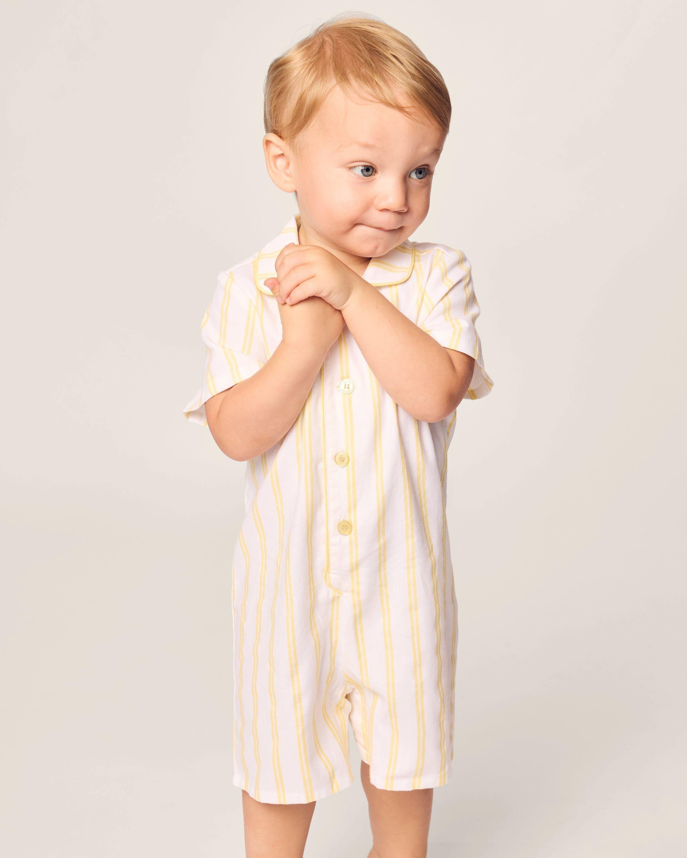Infant's Twill Romper in Sunny Stripe image number 2