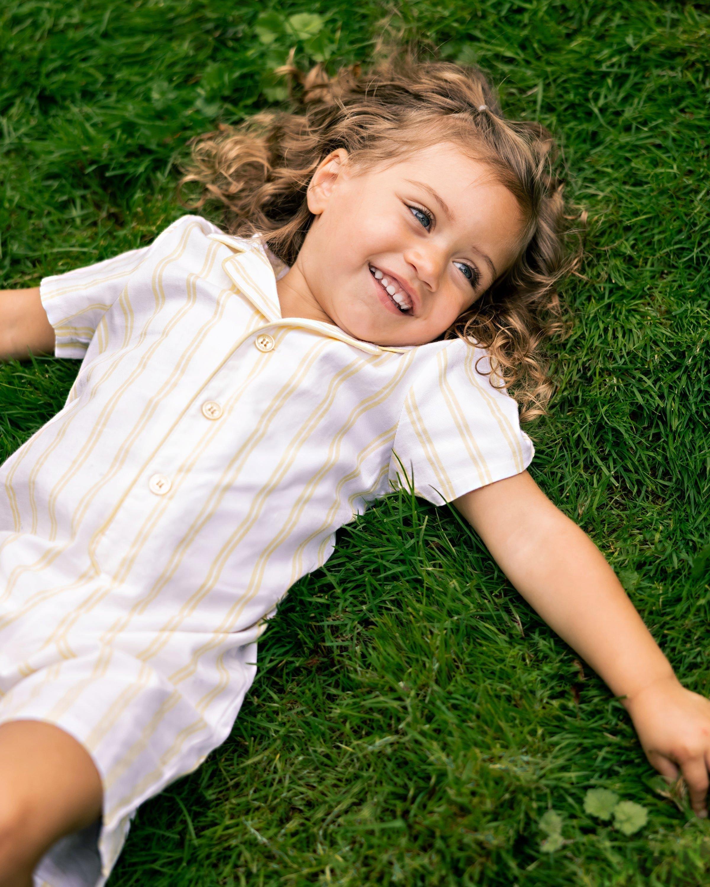 Infant's Twill Romper in Sunny Stripe image number 1