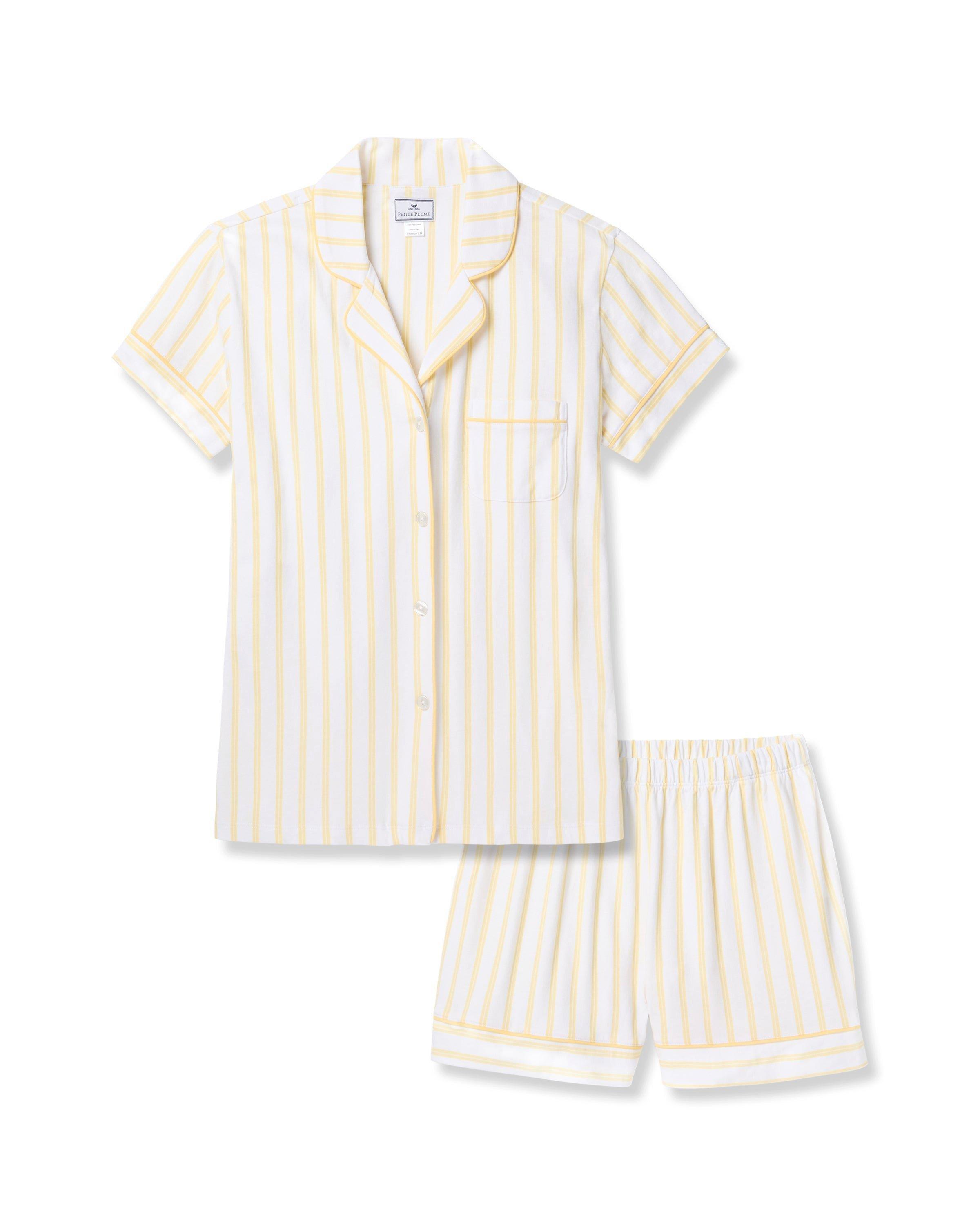 Women's Pima Short Sleeve Short Set in Sunny Stripe