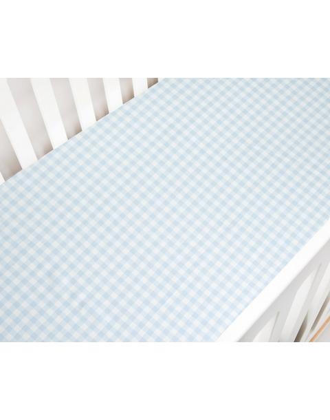 Picnic Gingham Crib Sheet - Blue