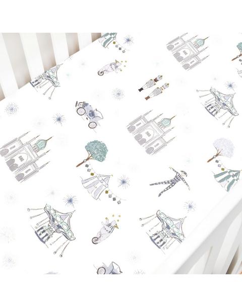 Adventures in Wonderland Crib Sheet - Aqua