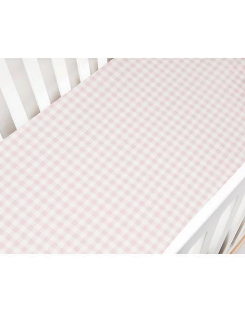 Picnic Gingham Crib Sheet - Pink