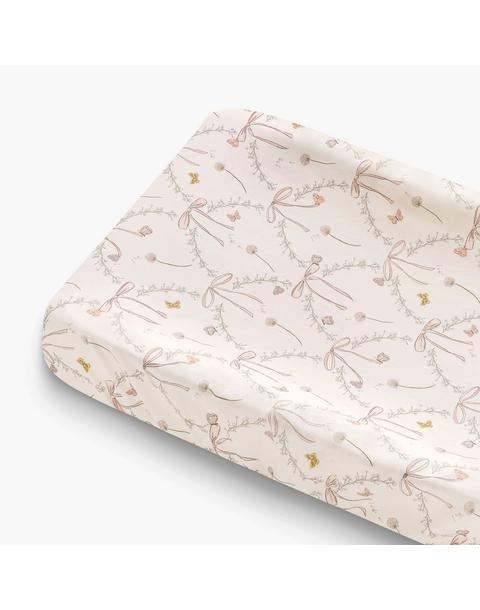 Bows & Butterfly Kisses Changing Pad Cover - Pink