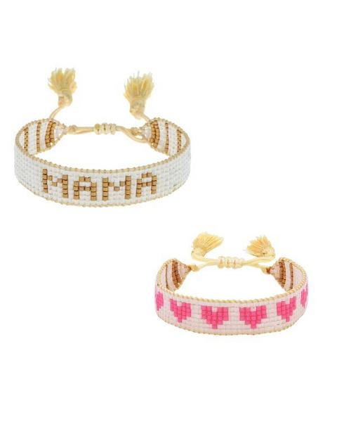 Mini & Me Small White & Gold MAMA + Kids Pink Hearts