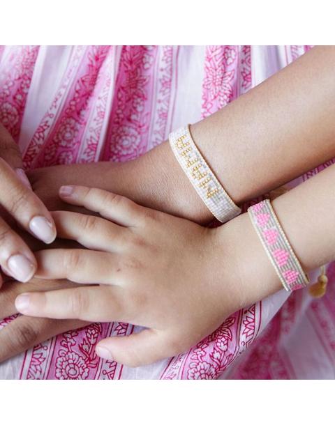 Mini & Me Small White & Gold MAMA + Kids Pink Hearts