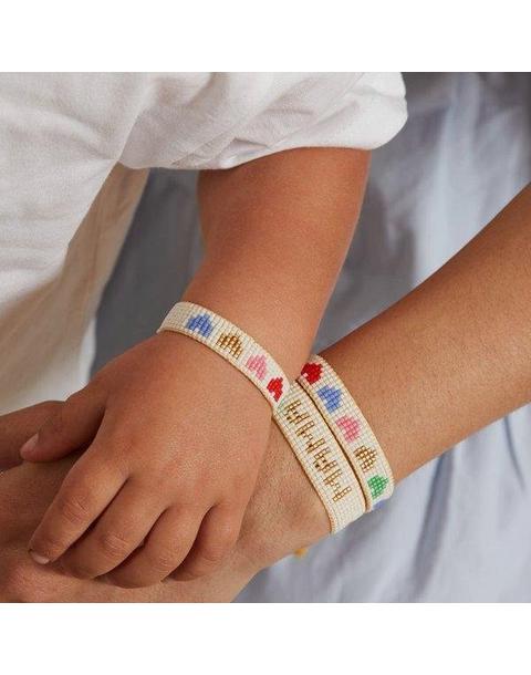 Mini & Me Rainbow Hearts Beaded Bracelet Set