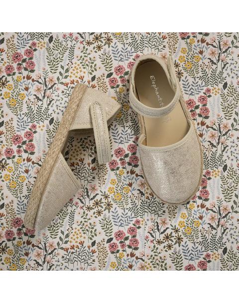 Linen Classic Espadrille Metallic White